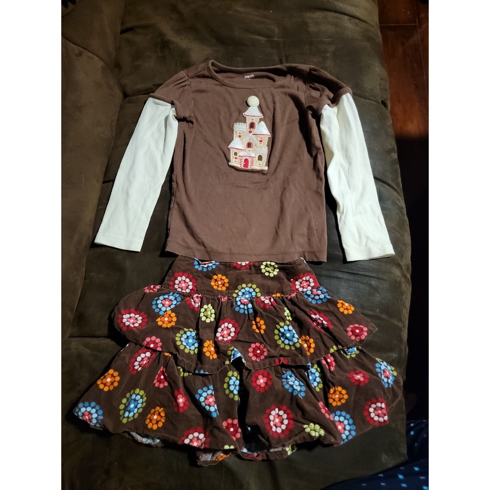 Gymboree winter cheer castle top polka dot skort size 6
